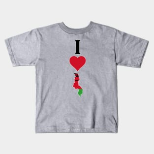 I Heart Malawi Vertical I Love Malawian National Flag Map Kids T-Shirt